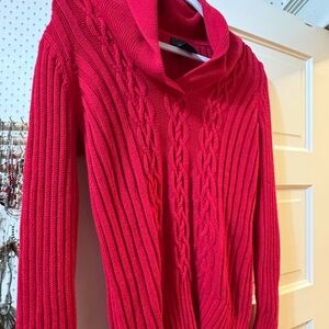 Faded Glory Cable Knit Cowl Neck Sweater - Hot Pink